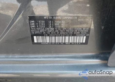 2019 Subaru Impreza 2.0I Premium from USA, damaged, VIN 4S3GTAC61K3714216